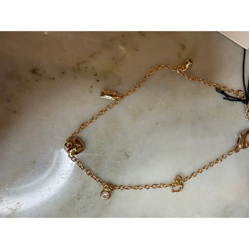 Coach Demure Heart Charm Bracelet 14K Gold Plated - Picture 5 of 7